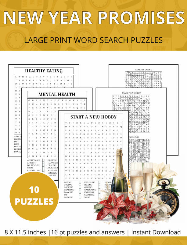 NEW YEAR PROMISES WORD SEARCH
